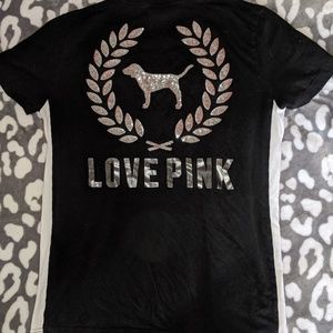 PINK Victoria's Secret Black Tee with Silver Accents